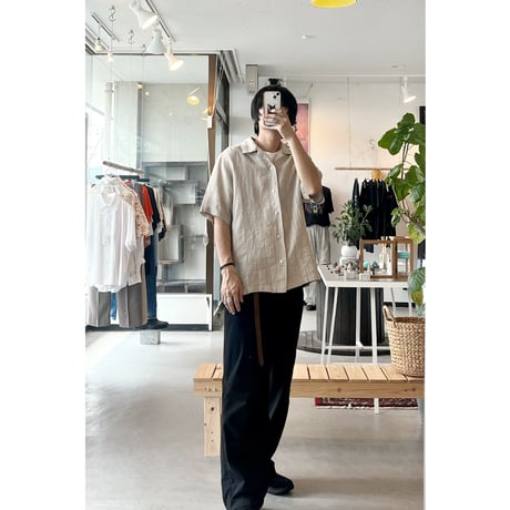 Opencollar Pintuck Linen Shirt