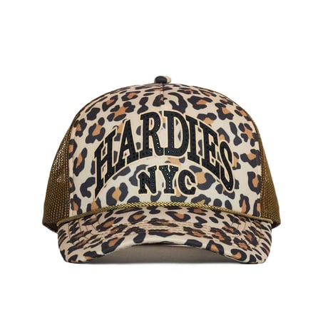 HARDIES NYC  RHINESTONE TRUCKER HAT - CHEETAR BLACK
