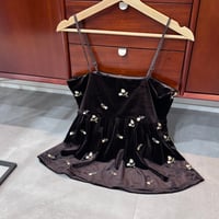 [9/28(月)～9/30(水)発送] フラワー刺繍ベロアキャミ
