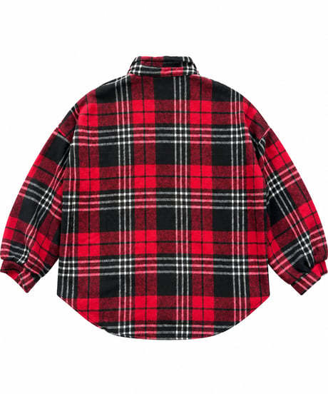 裏起毛チェック柄シャツ(レッド)
