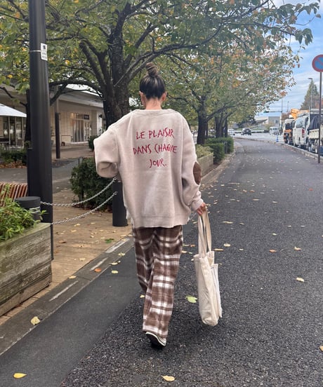 起毛チェック柄ワイドパンツ