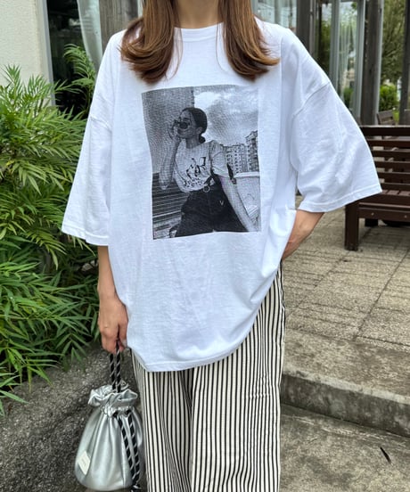 レディーフォトプリントビッグTシャツ(ホワイト)