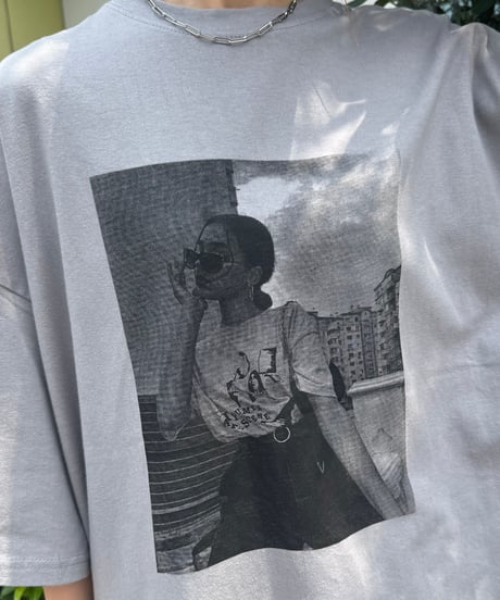 レディーフォトプリントビッグTシャツ(グレー)