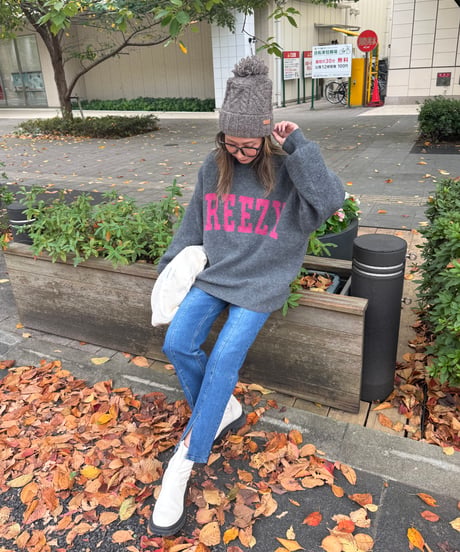 センタースリットデニムパンツ(ブルー)