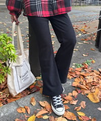裏起毛コーデュロイセミフレアパンツ(ブラック)