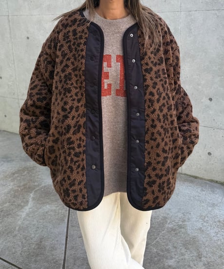 レオパードボア×中綿キルティングリバーシブルコート