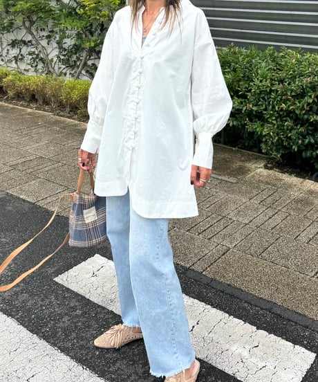 カットオフストレートデニムパンツ(ブリーチ)