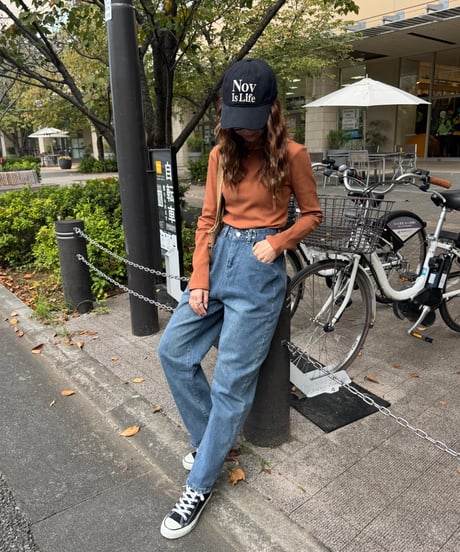 タックホックワイドデニムパンツ