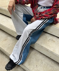 異素材ミックスサイドラインスウェットパンツ