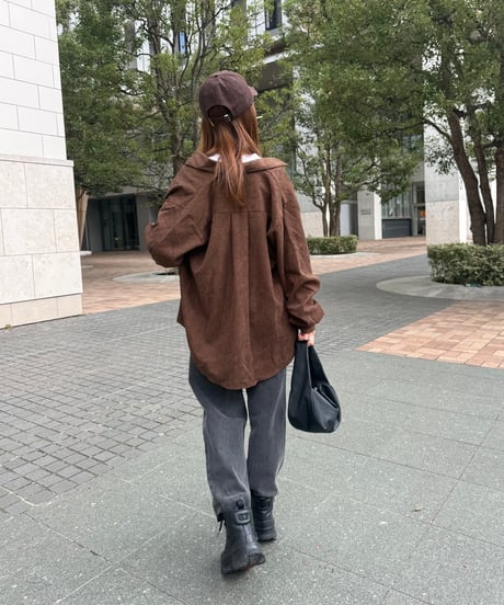 オーバーサイズコーデュロイシャツ(ブラウン)