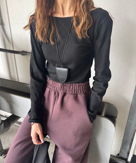 シンプルリブカットソー(ブラック)