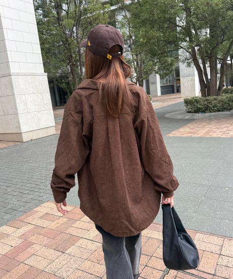 オーバーサイズコーデュロイシャツ(ブラウン)