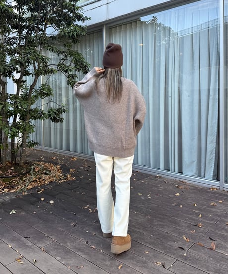 裏起毛コーデュロイセミフレアパンツ(オフホワイト)