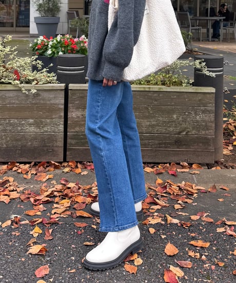 センタースリットデニムパンツ(ブルー)