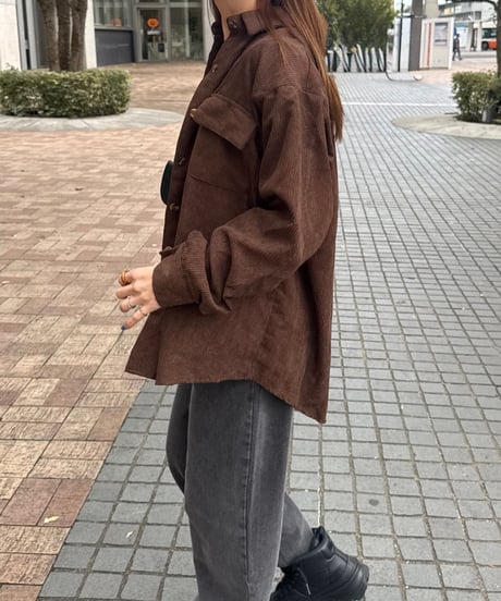 オーバーサイズコーデュロイシャツ(ブラウン)