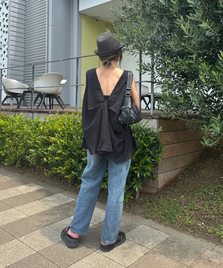 タックホックワイドデニムパンツ