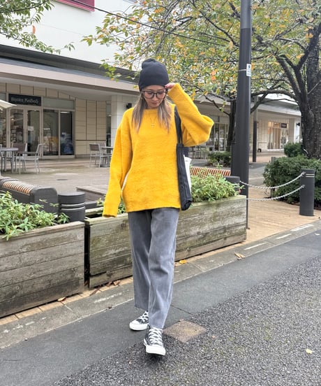 カットオフストレートデニムパンツ(ブラック)