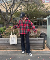 裏起毛コーデュロイセミフレアパンツ(ブラック)