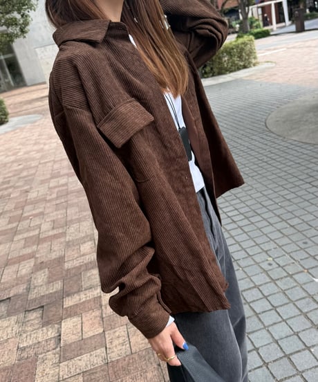 オーバーサイズコーデュロイシャツ(ブラウン)
