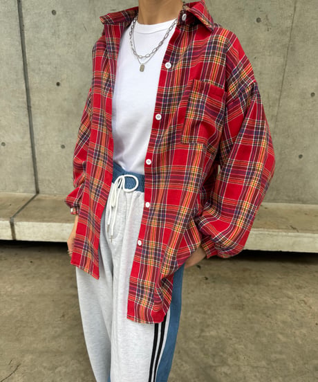 ビッグシルエットチェック柄シャツ