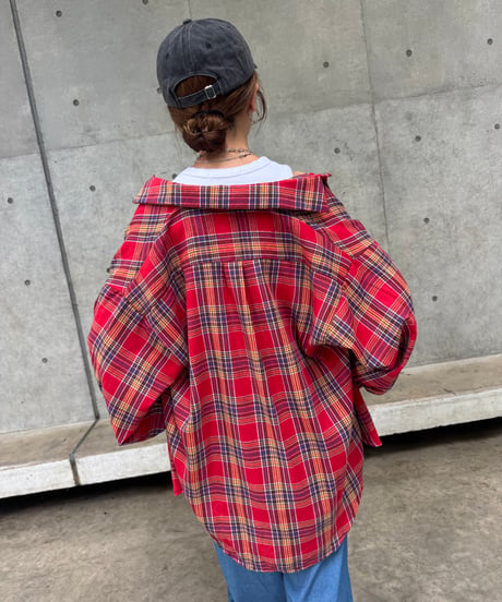 ビッグシルエットチェック柄シャツ