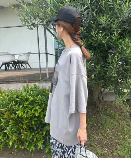 レディーフォトプリントビッグTシャツ(グレー)