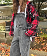 裏起毛チェック柄シャツ(レッド)