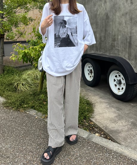 レディーフォトプリントビッグTシャツ(ホワイト)