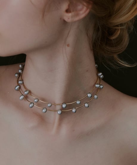 pearl dot choker（GRAY）