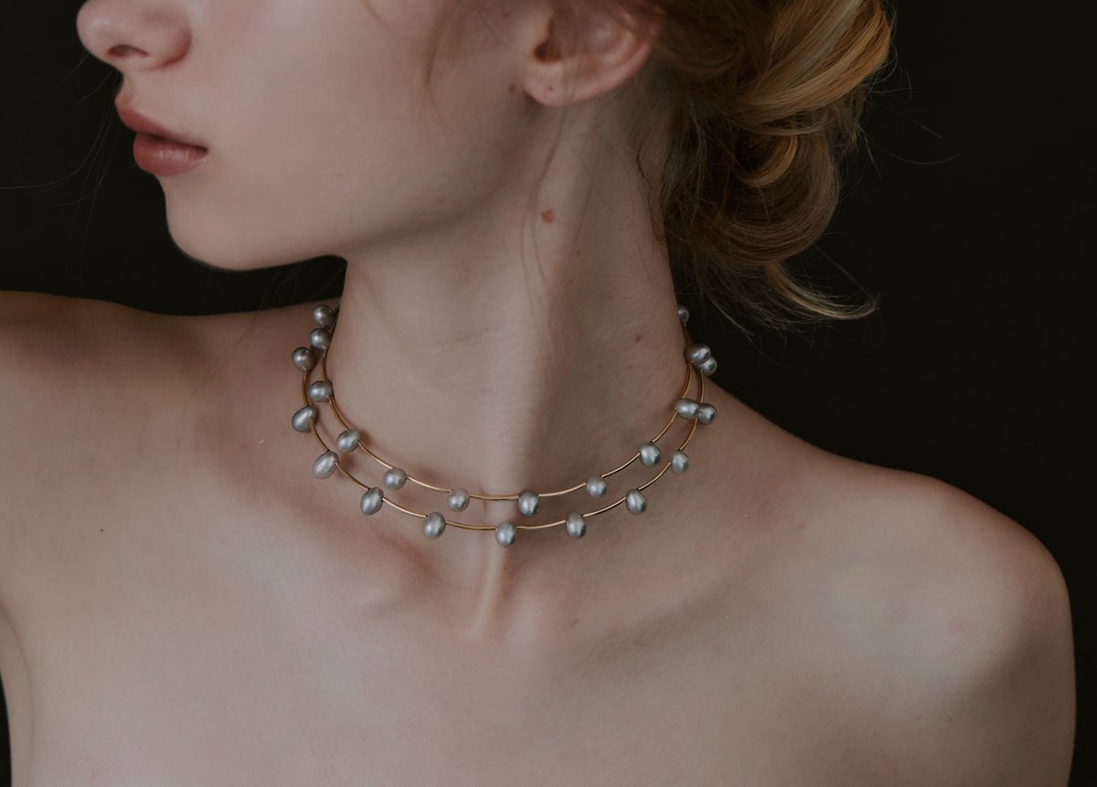 pearl dot choker（GRAY） | ripsalis
