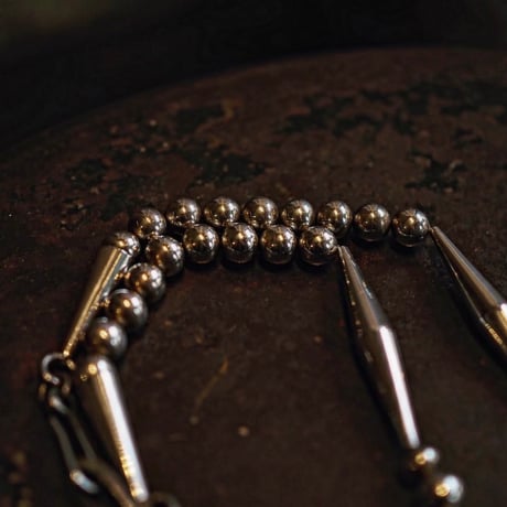DUCK TAIL / Special Long Silver Beads Necklace -70cm-
