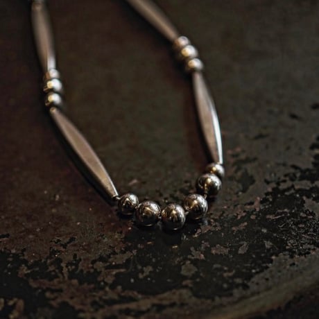 DUCK TAIL / Special Long Silver Beads Necklace -70cm-