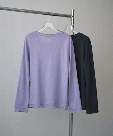 nh-tops-02637　レイヤードライク カットソー　ラベンダー　チャコール