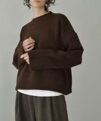 knit-02353　ワイドカフス スリーブ ニットプルオーバー　エクリュ　グレー　ダークグレー　ネイビー　ブラウン