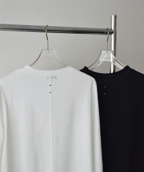 nh-tops-02633　バックステッチデザイン ロングTee　ホワイト　ブラック