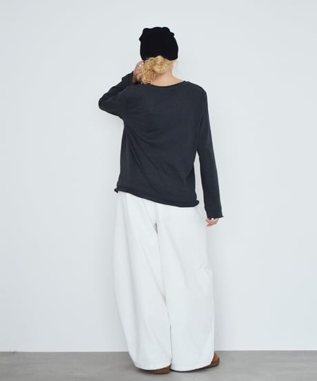 nh-tops-02637　レイヤードライク カットソー　ラベンダー　チャコール
