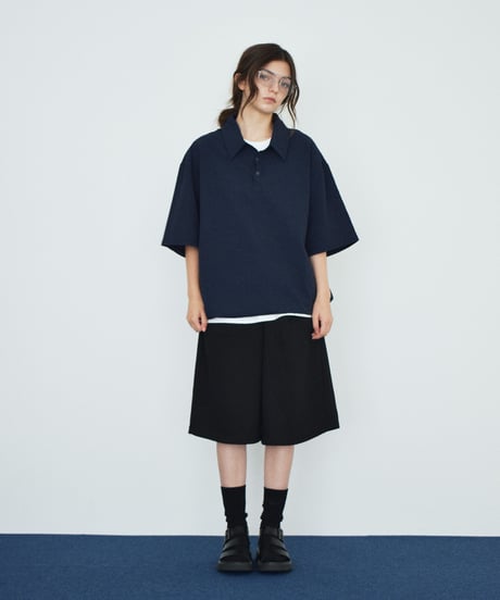 tops-02617U　シアサッカー ポロ トップス　ホワイト　チャコール　ネイビー