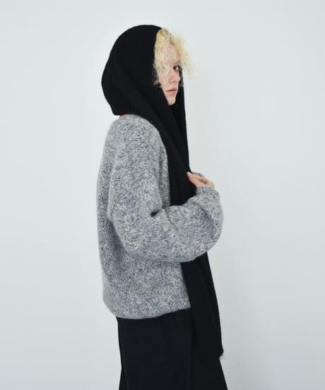 muffler-02026　ウール混 フードマフラー　ベージュ　ブラウン　グレー　ブラック