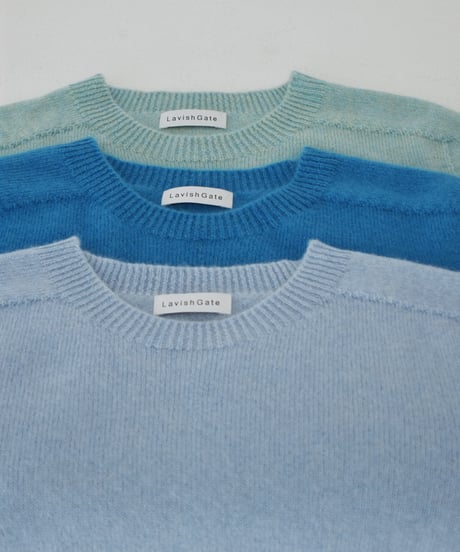 knit-02399　Wool100%  クルーネック ニット　ライトブルー　ブルー　ミント　レッド　ラベンダー　グレー