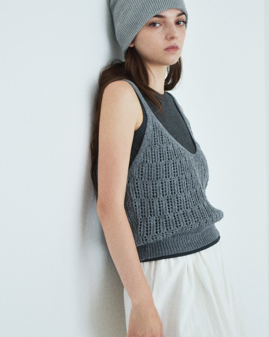 OMMOニットビスチェ nh-knit-02386 ニットビスチェ レッド オフホワイト グレー ブラック