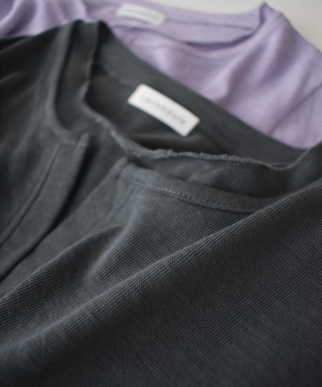 nh-tops-02637　レイヤードライク カットソー　ラベンダー　チャコール