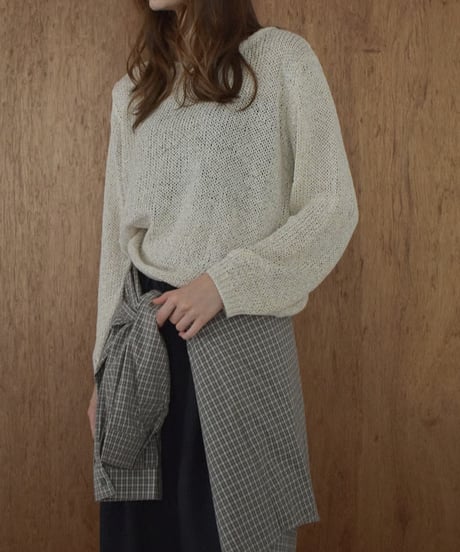 knit-02341　ローゲージ ルーズニット　エクリュ　ブラック