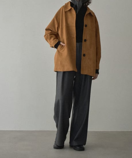 jacket-02024　フェイクスエード ミディアウター　キャメル　ブラウン