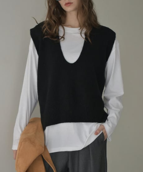 nh-tops-02565　オーバーサイズ ロングスリーブTシャツ　ホワイト　ベージュ　チャコール　ブラック