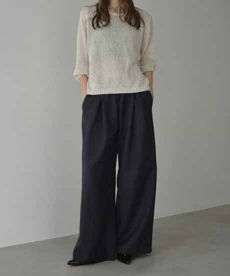 knit-02341　ローゲージ ルーズニット　エクリュ　ブラック