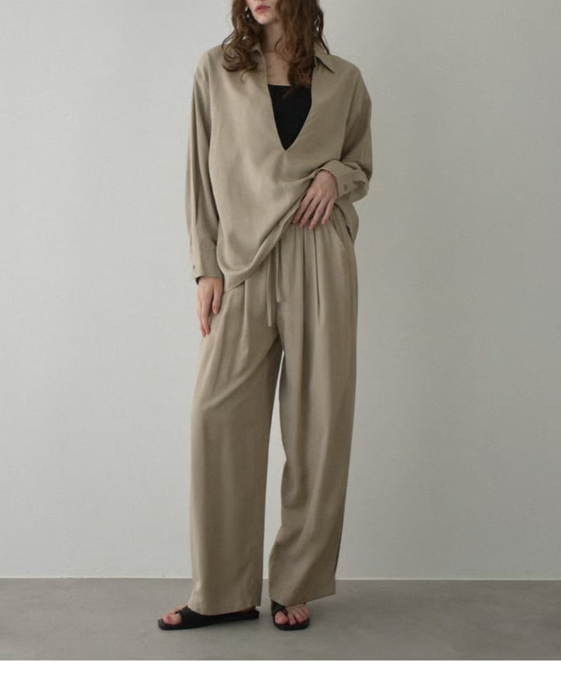 tops-12012 スキッパーシャツ 《セットアップ可能》 モカベージュ