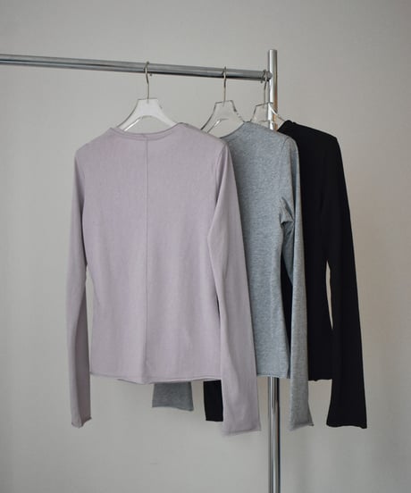 nh-tops-02632　カットオフ ロングスリーブ トップス　ライラック　グレー　ブラック