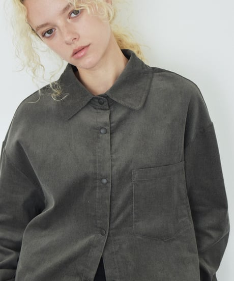 tops-02634　コーデュロイ オーバー シャツ　ベージュ　カーキ