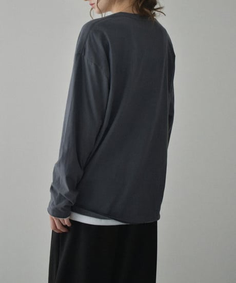 nh-tops-02565　オーバーサイズ ロングスリーブTシャツ　ホワイト　ベージュ　チャコール　ブラック