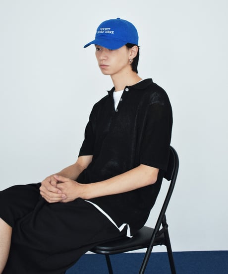 nh-cap-02067U　" I DON'T WORK HERE "  メッセージキャップ　エクリュ　ブルー